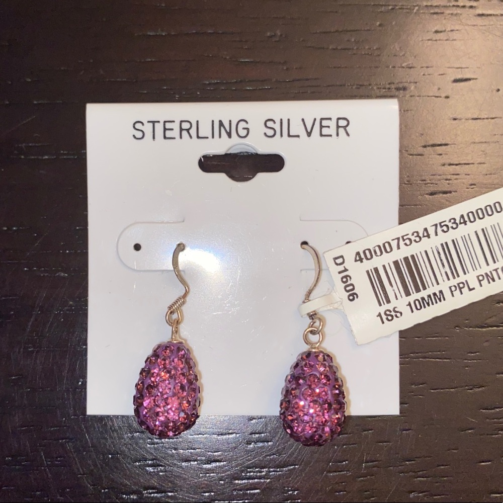 NWT Silver Earrings with Purple stones